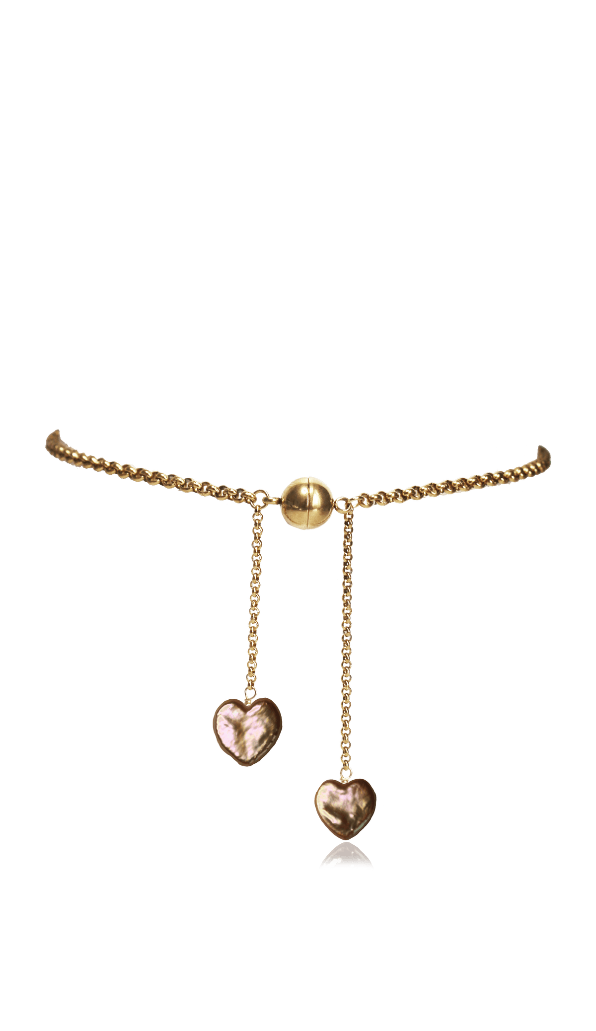 Heart Choker with heart-shaped pink freshwater pearls