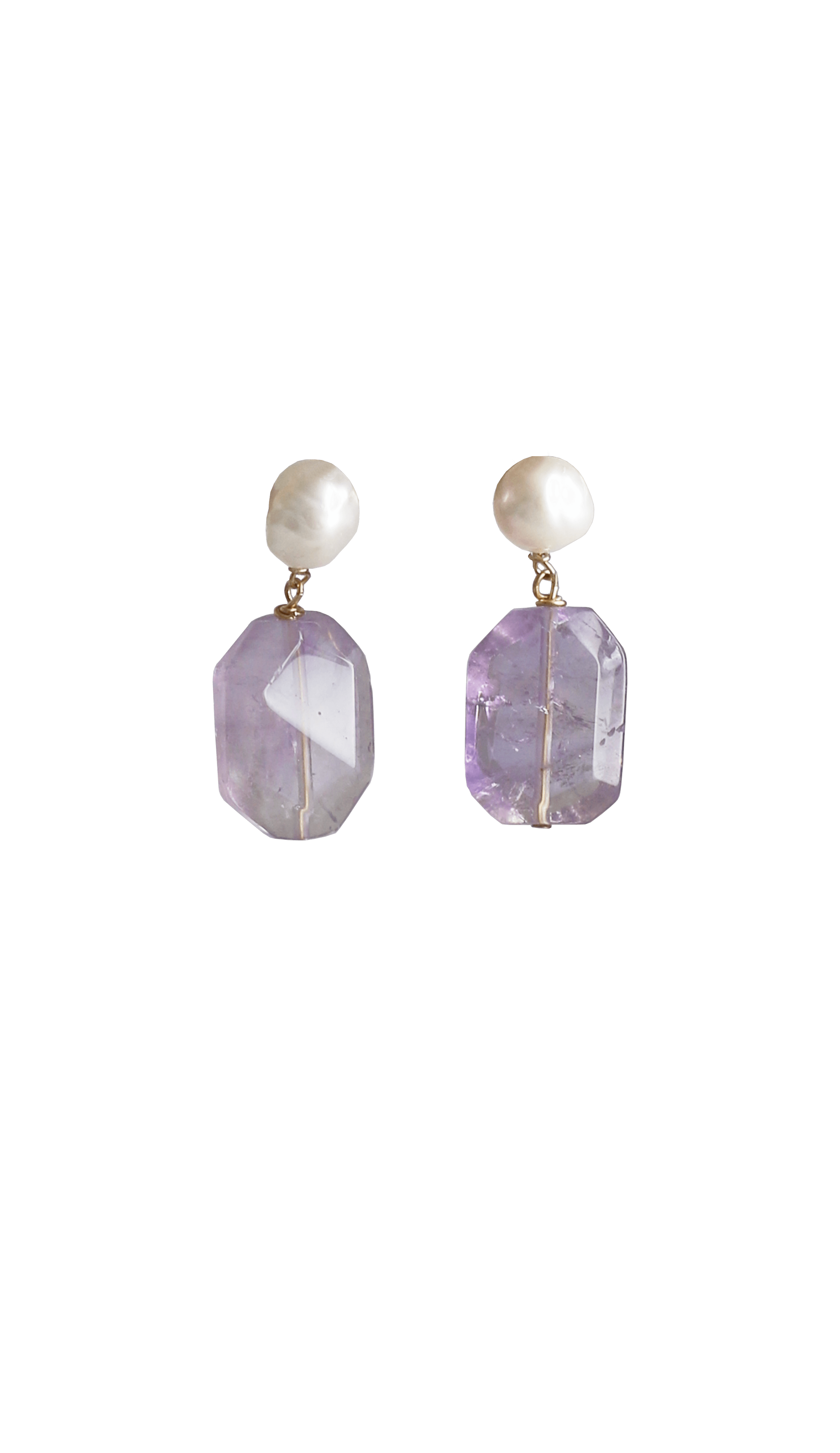 Earrings Pearl Amethyst gemstone jewelry Marquise Swim