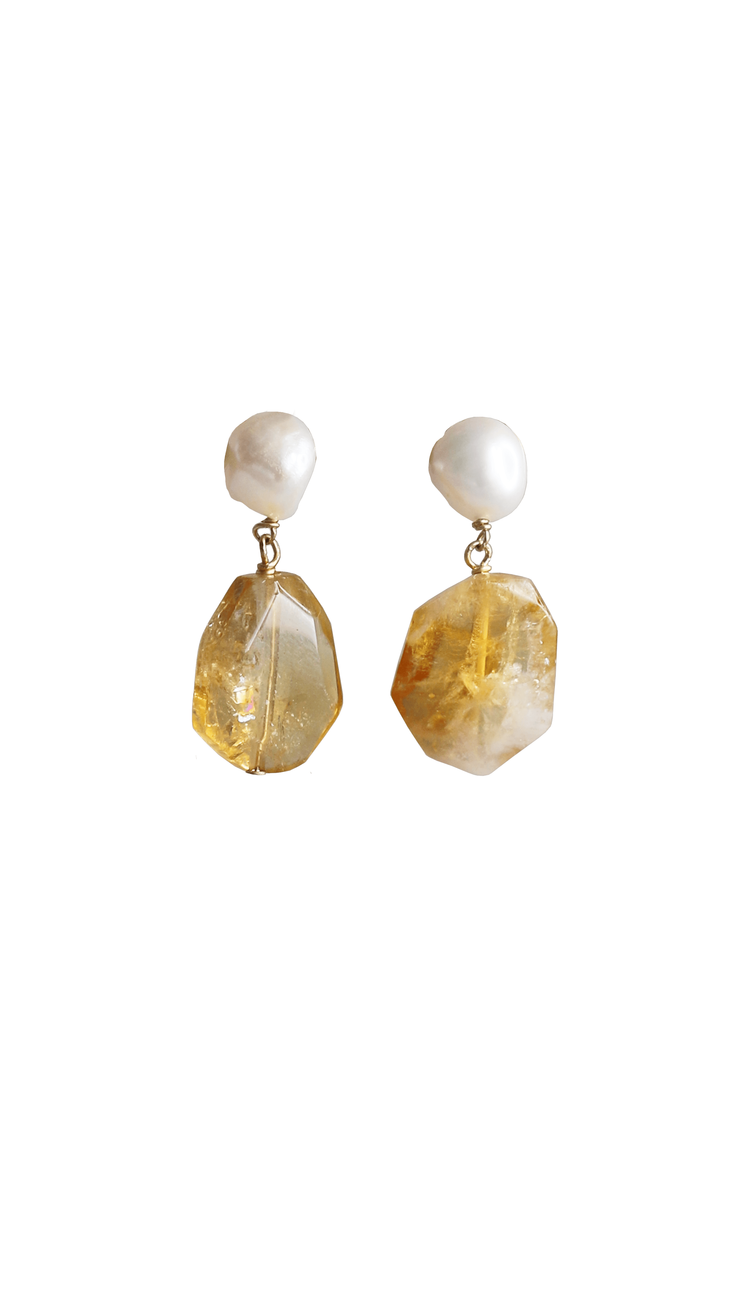 Earrings Pearl Citrine gemstone jewelry Marquise Swim