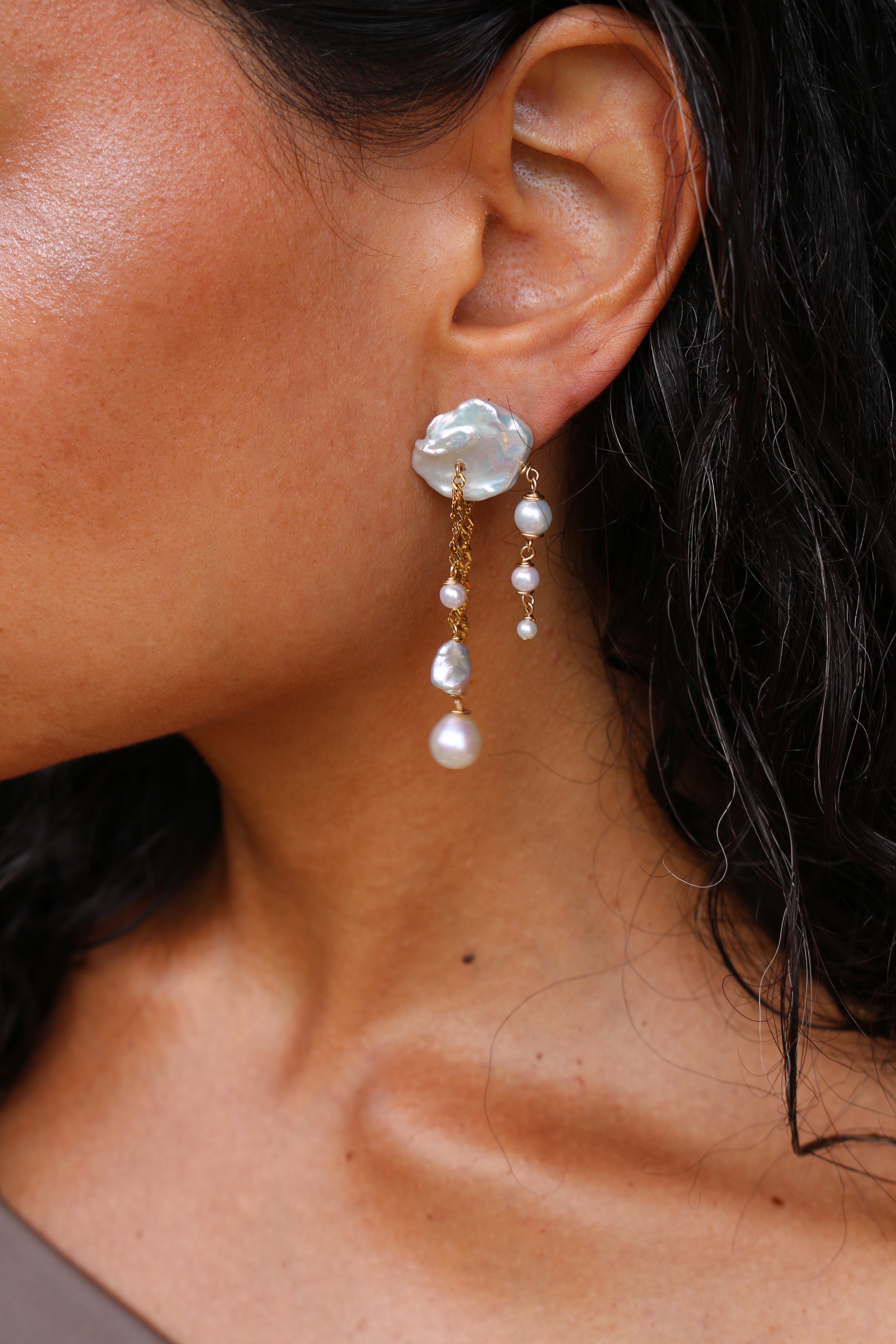 Earrings Pearl jewelry Marquise Swim