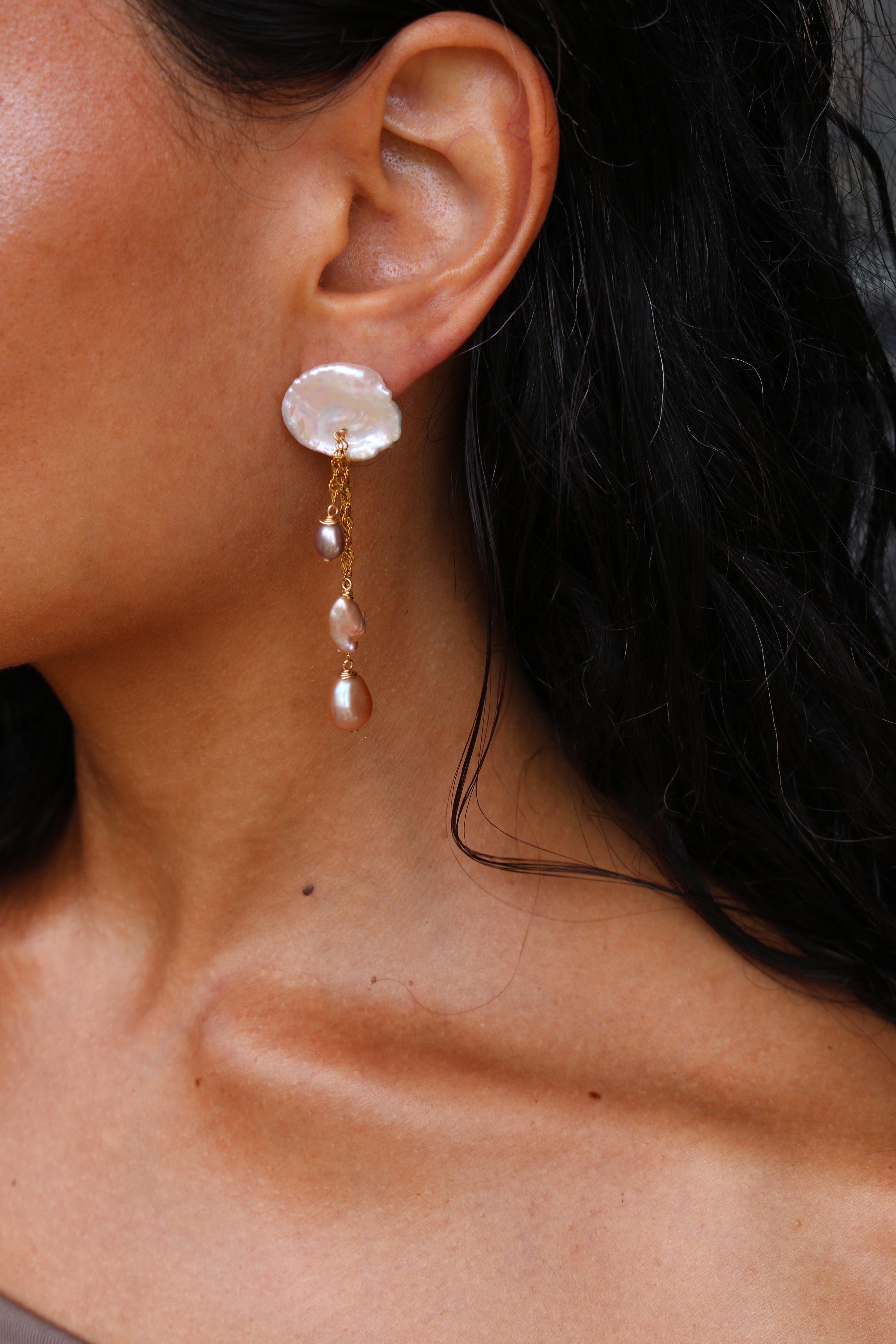 Earrings Pearl jewelry Marquise Swim