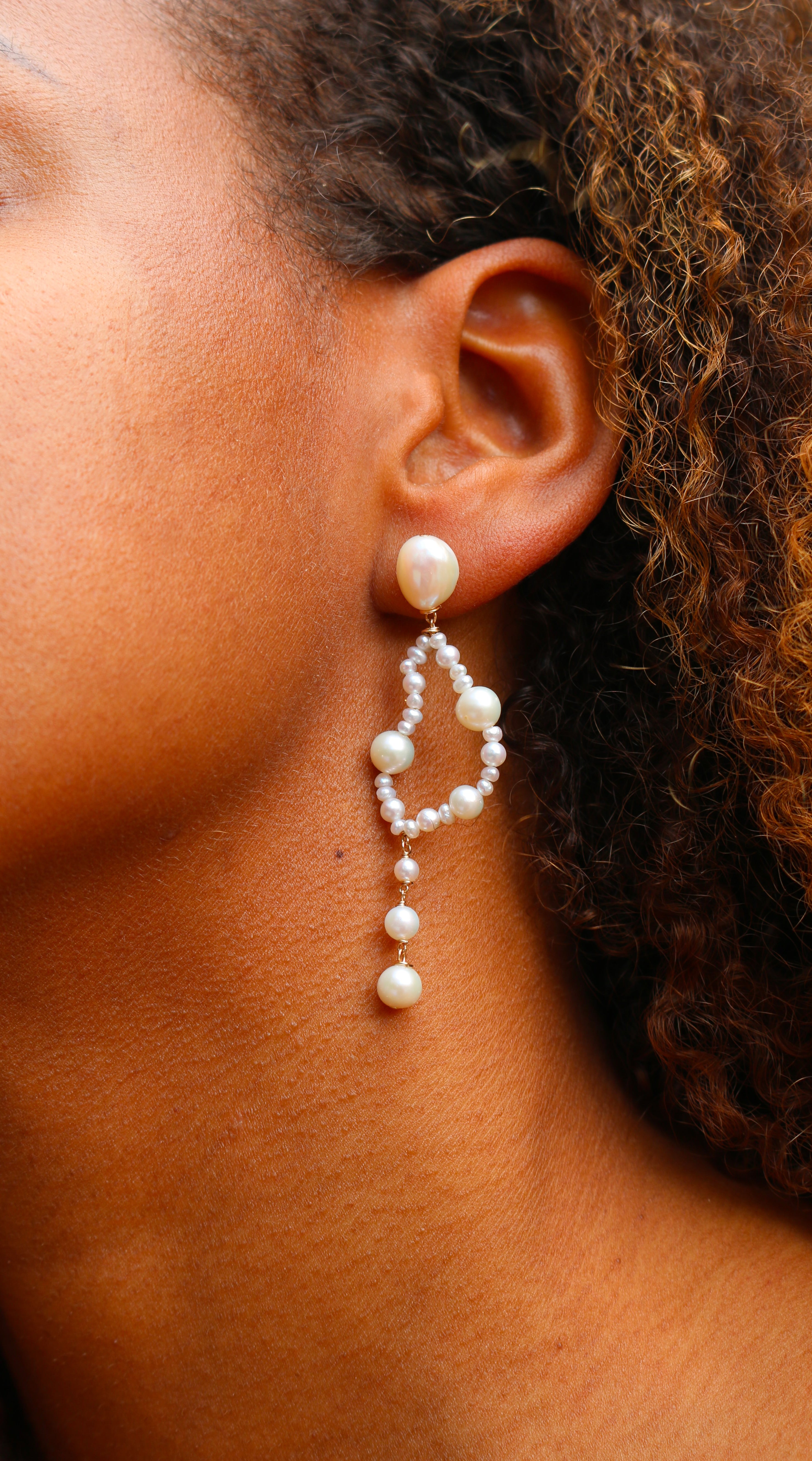 Earrings Pearl jewelry Marquise Swim