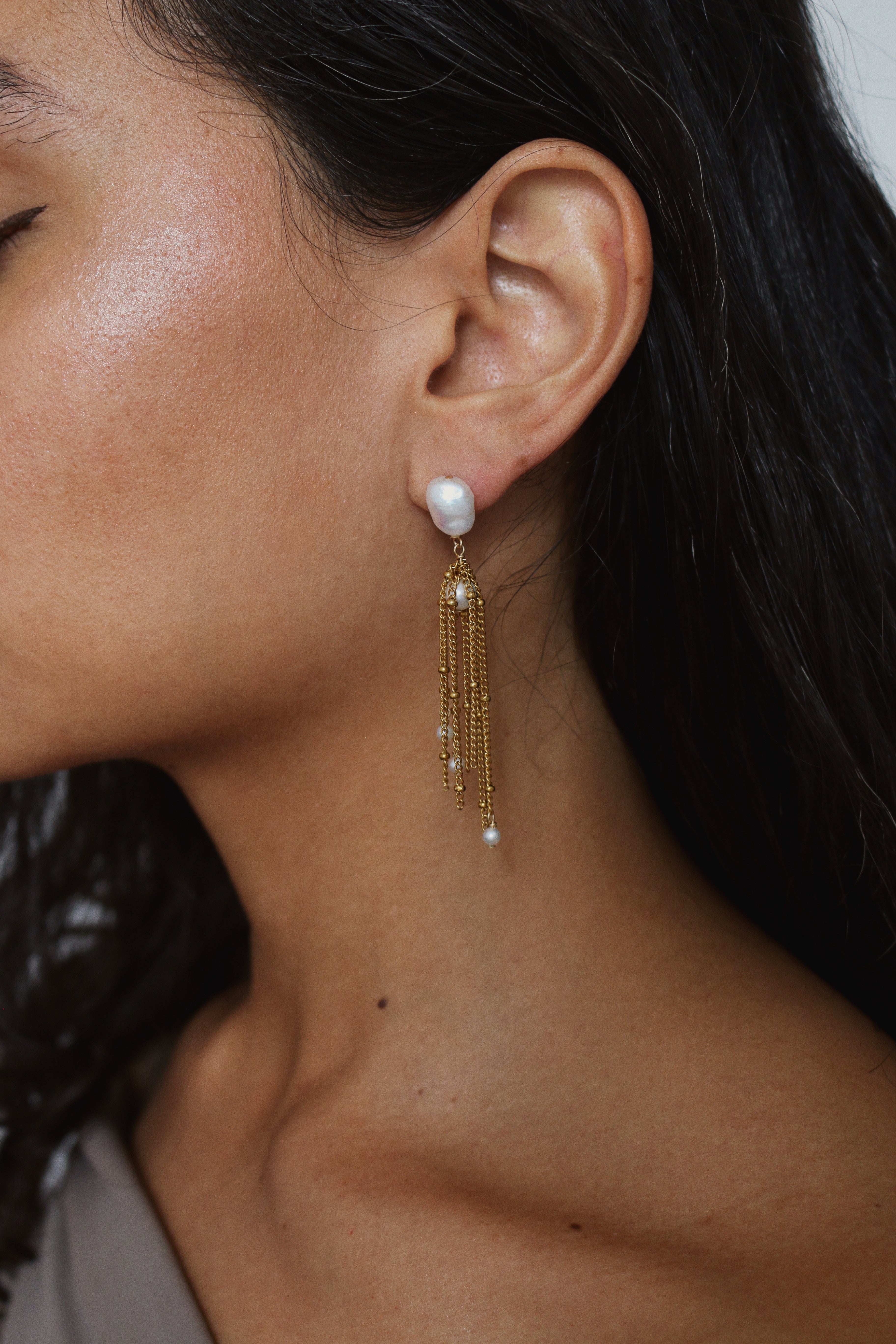 Earrings Pearl jewelry Marquise Swim