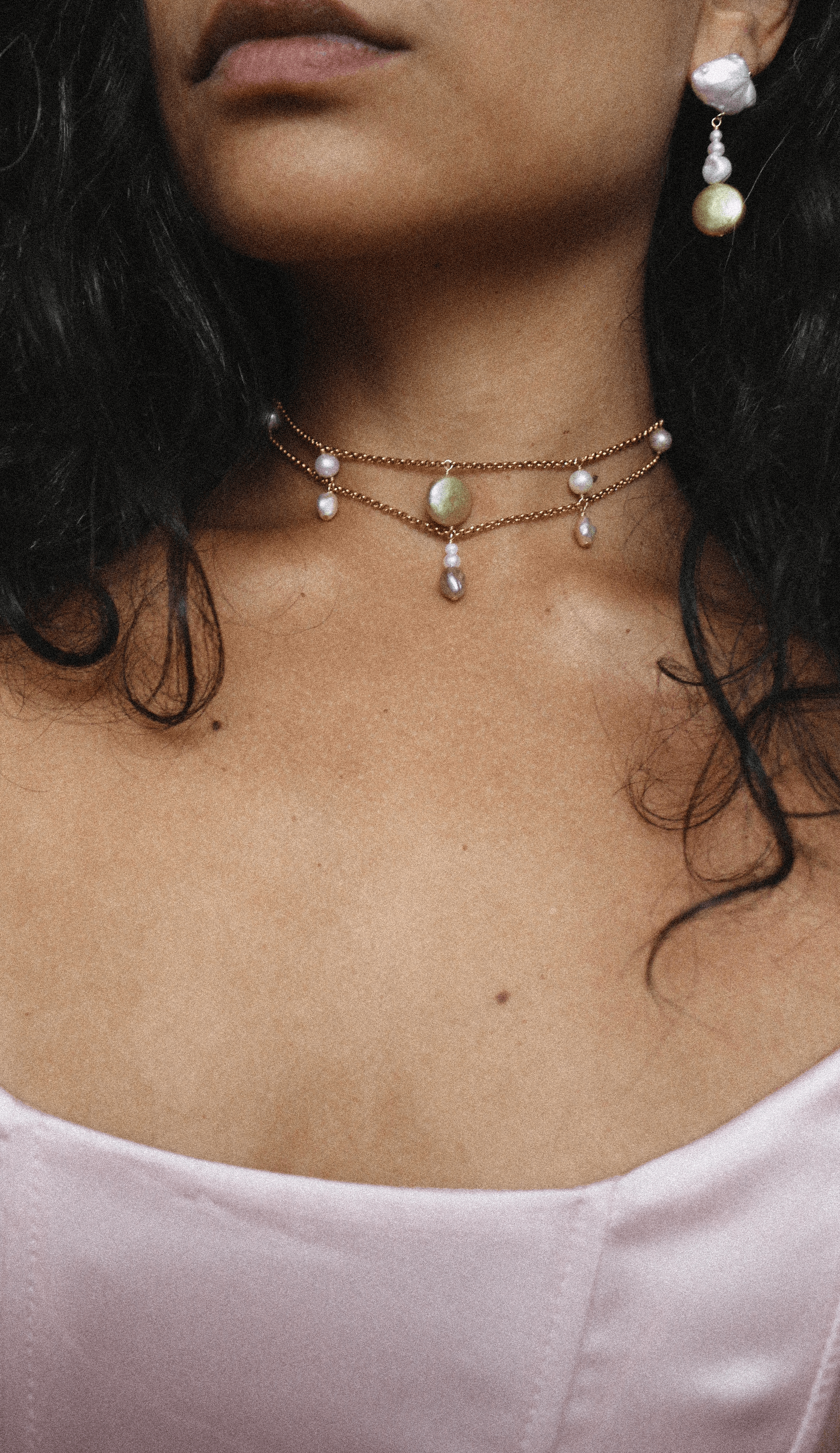 Necklace choker multi colors Pearl jewelry Marquise Swim