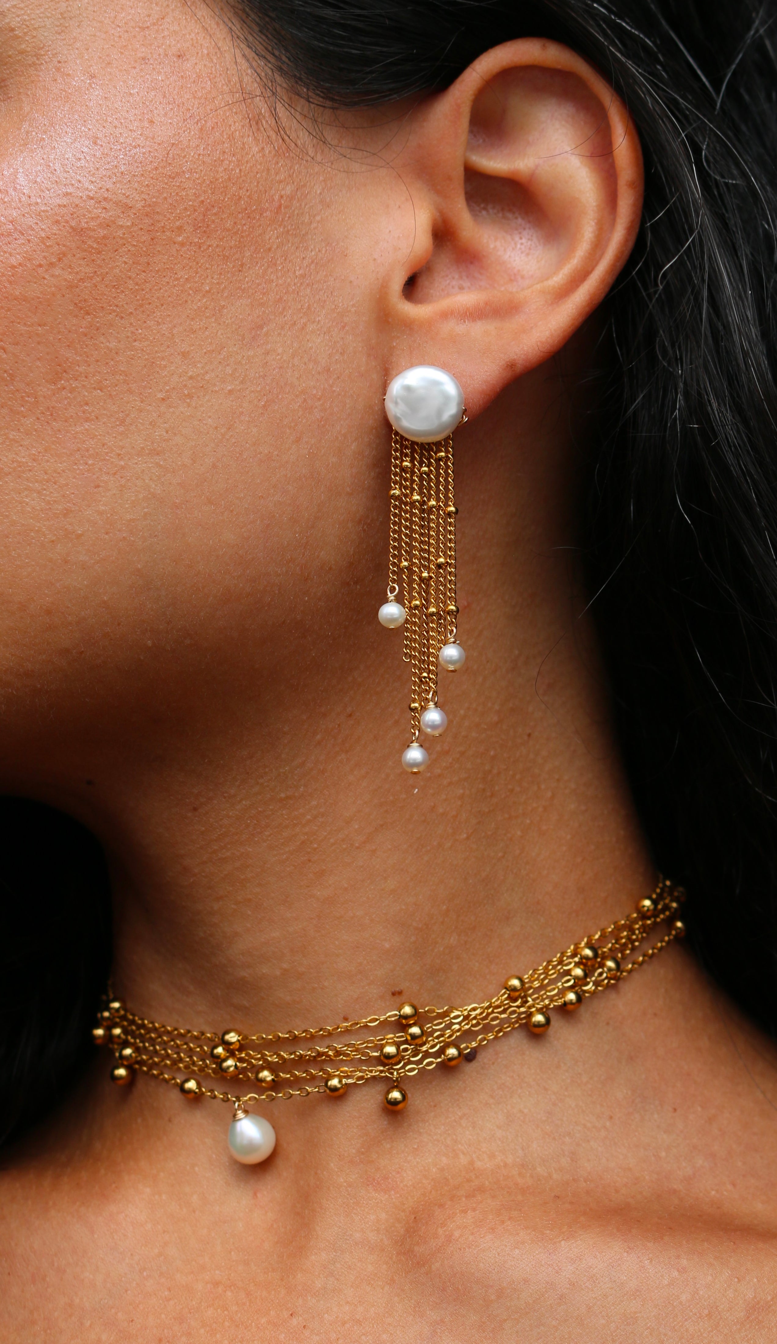 Earrings Necklace Pearl jewelry Marquise Swim