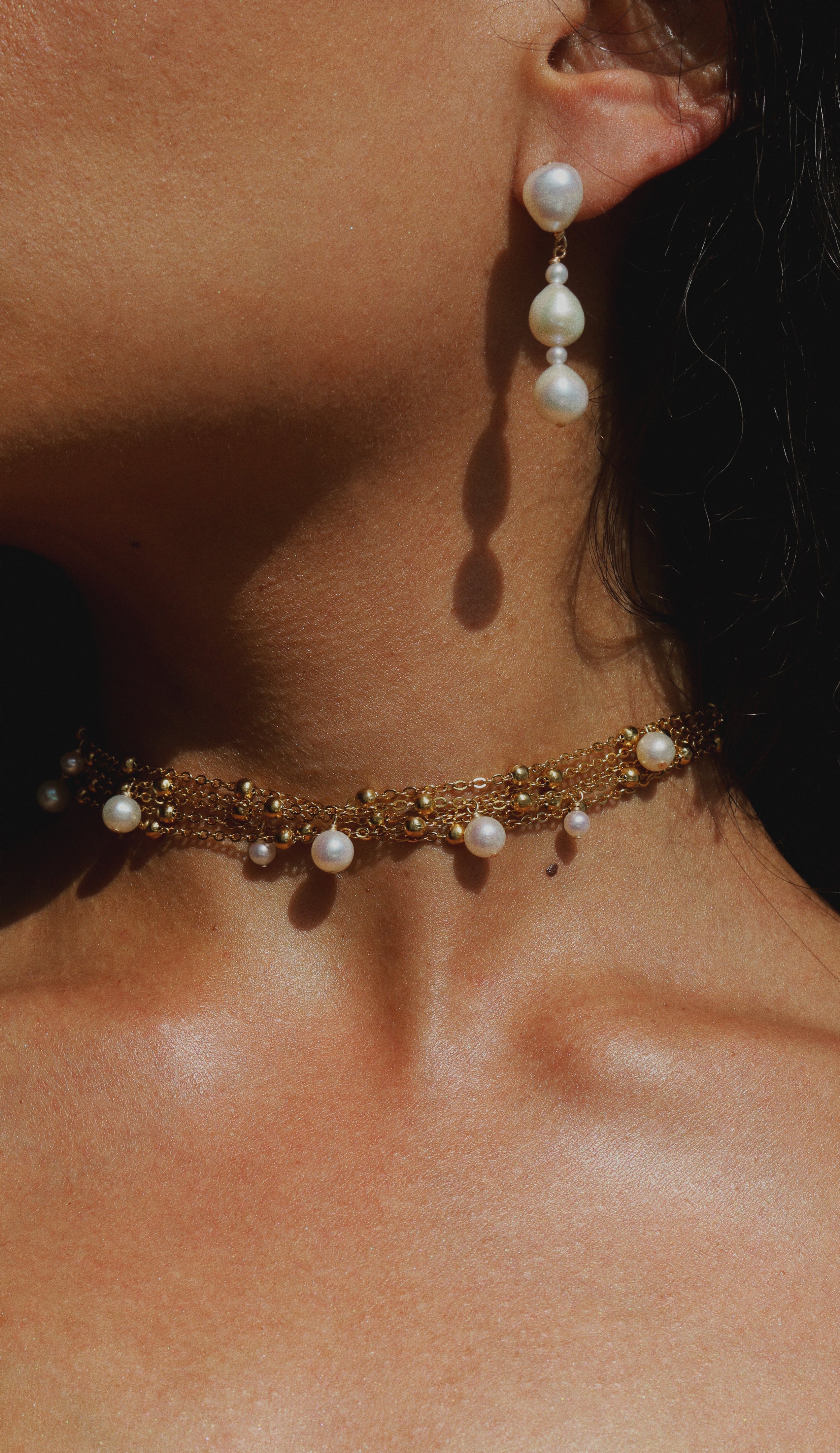 Necklace earrings Pearl jewelry Marquise Swim